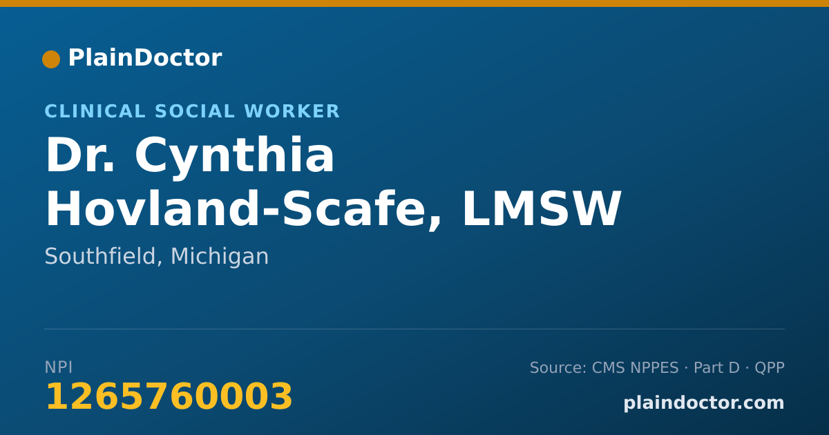 Shareable card for Cynthia Hovland-Scafe, LMSW - Clinical Social Worker, Southfield, MI