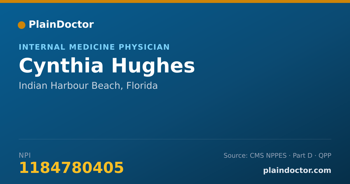 Shareable card for Cynthia Hughes - Internal Medicine Physician, Indian Harbour Beach, FL