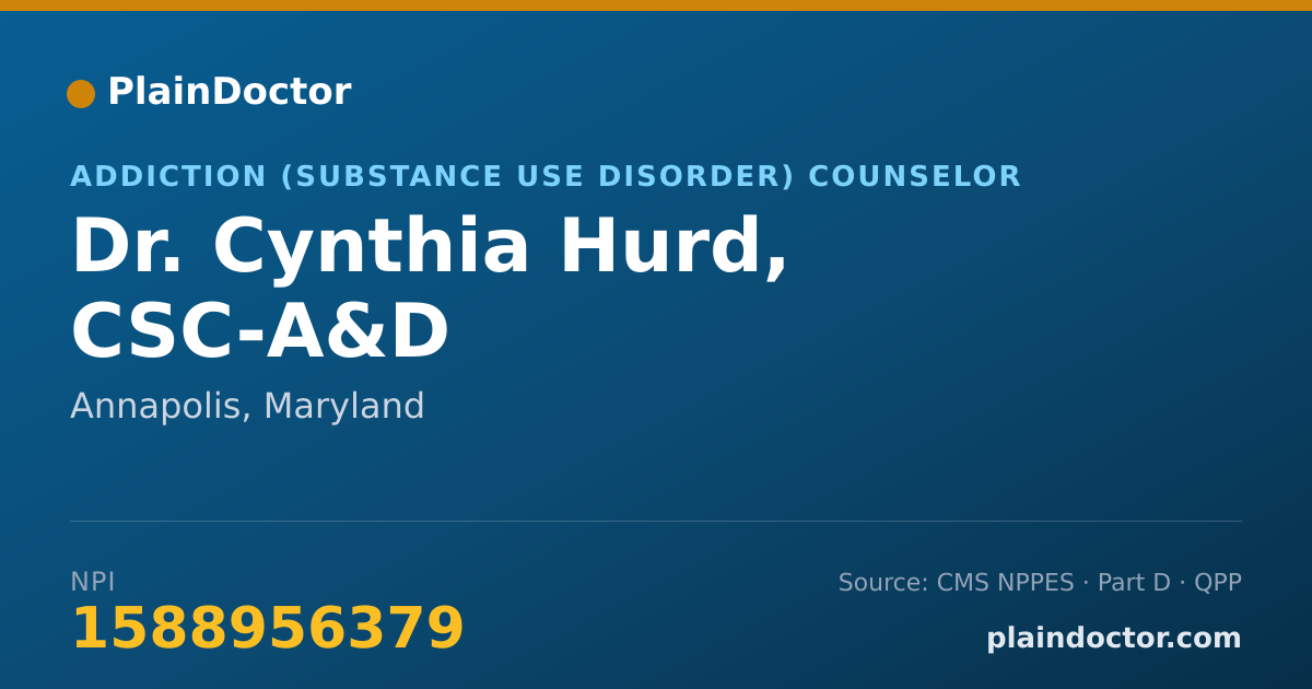 Shareable card for Cynthia Hurd, CSC-A&D - Addiction (Substance Use Disorder) Counselor, Annapolis, MD