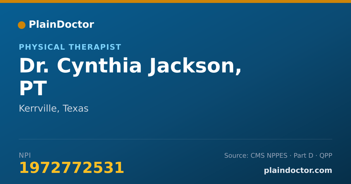 Shareable card for Cynthia Jackson, PT - Physical Therapist, Kerrville, TX