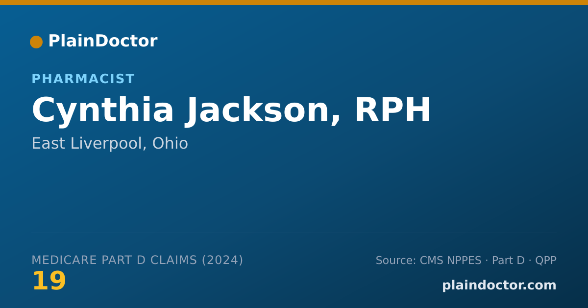 Shareable card for Cynthia Jackson, RPH - Pharmacist, East Liverpool, OH
