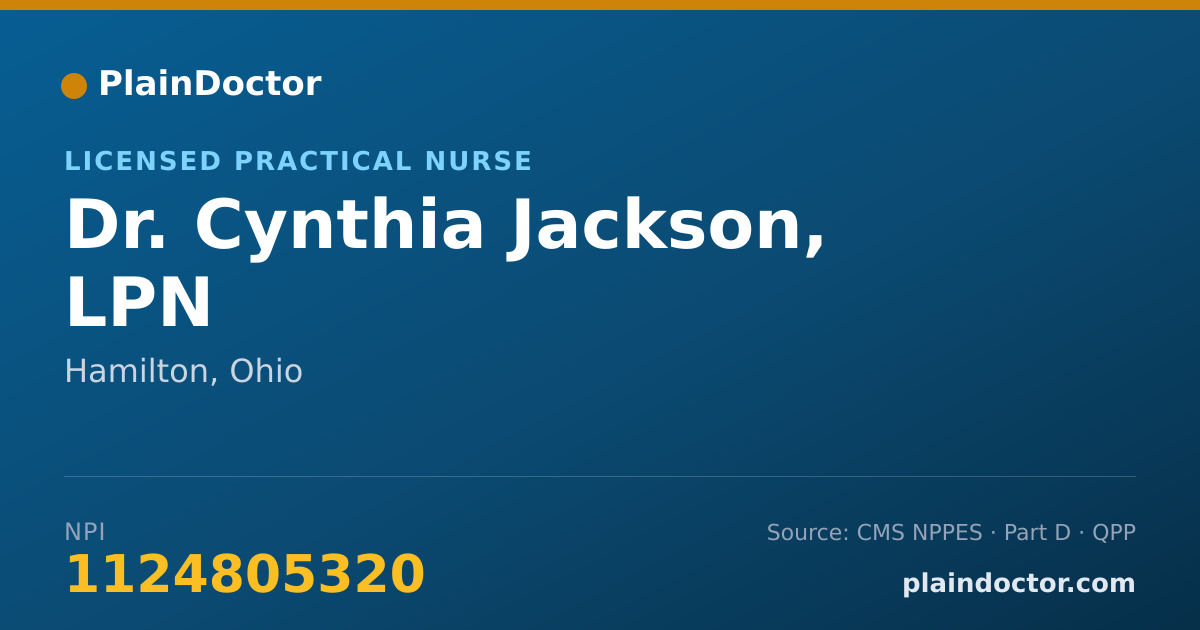 Shareable card for Cynthia Jackson, LPN - Licensed Practical Nurse, Hamilton, OH