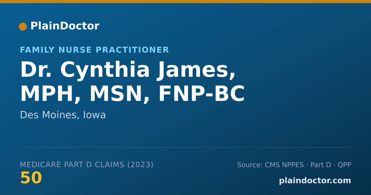 Shareable card for Cynthia James, MPH, MSN, FNP-BC - Family Nurse Practitioner, Des Moines, IA