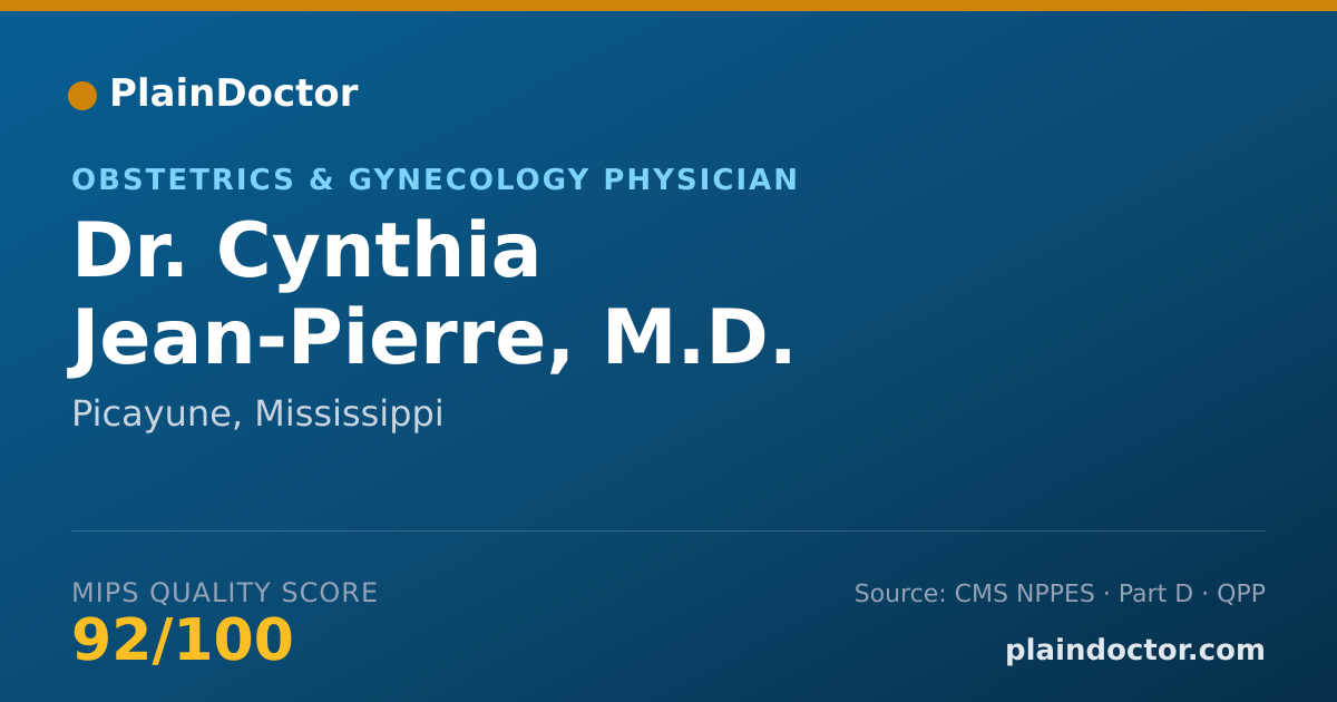 Shareable card for Cynthia Jean-Pierre, M.D. - Obstetrics & Gynecology Physician, Picayune, MS