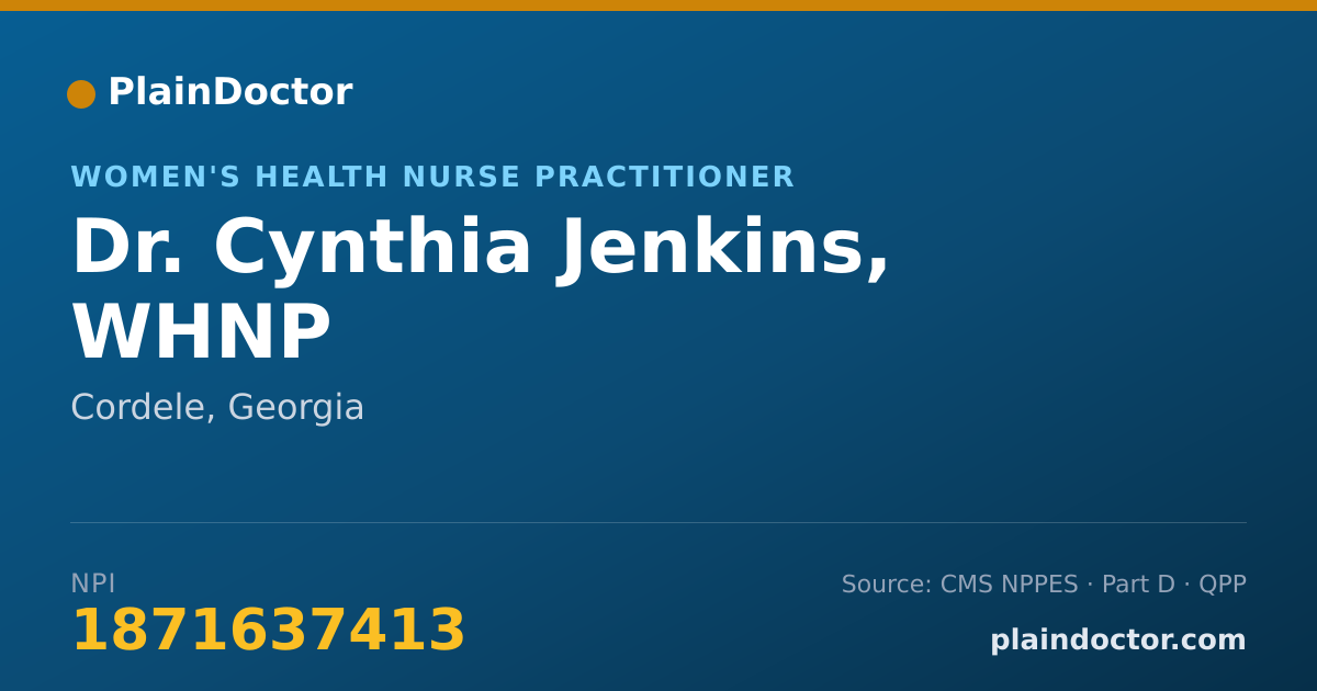 Shareable card for Cynthia Jenkins, WHNP - Women's Health Nurse Practitioner, Cordele, GA