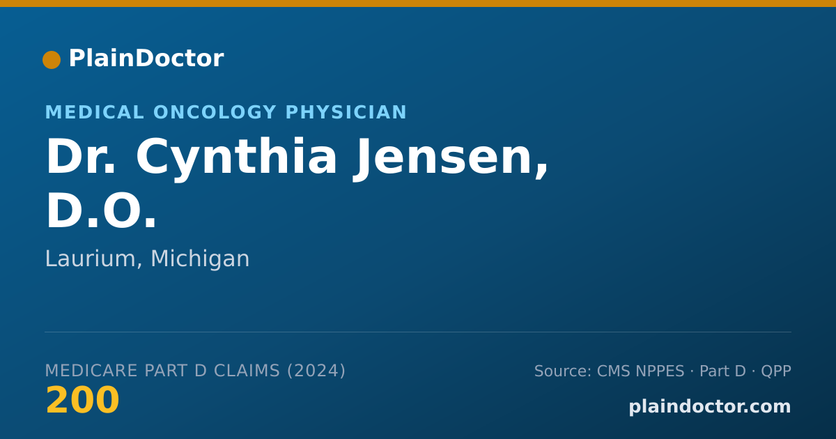 Shareable card for Cynthia Jensen, D.O. - Medical Oncology Physician, Laurium, MI