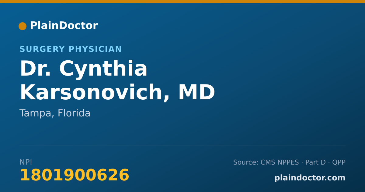 Shareable card for Cynthia Karsonovich, MD - Surgery Physician, Tampa, FL