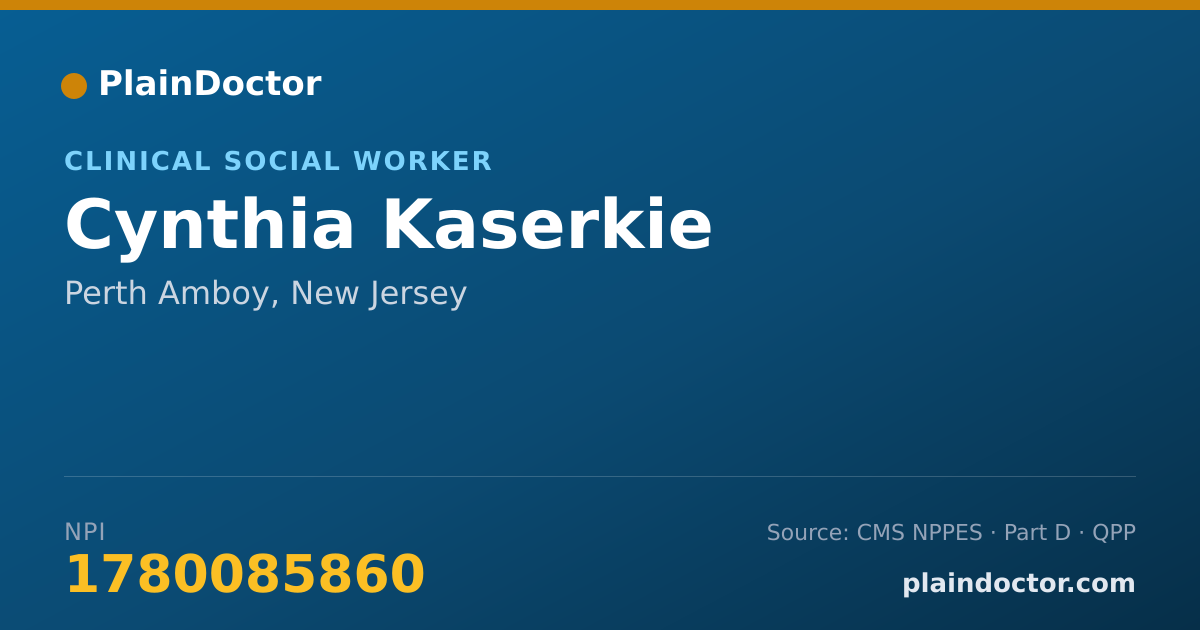 Shareable card for Cynthia Kaserkie - Clinical Social Worker, Perth Amboy, NJ