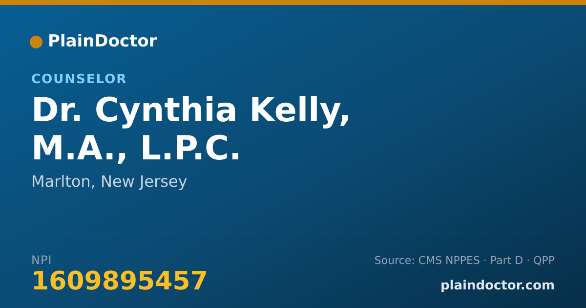 Shareable card for Cynthia Kelly, M.A., L.P.C. - Counselor, Marlton, NJ