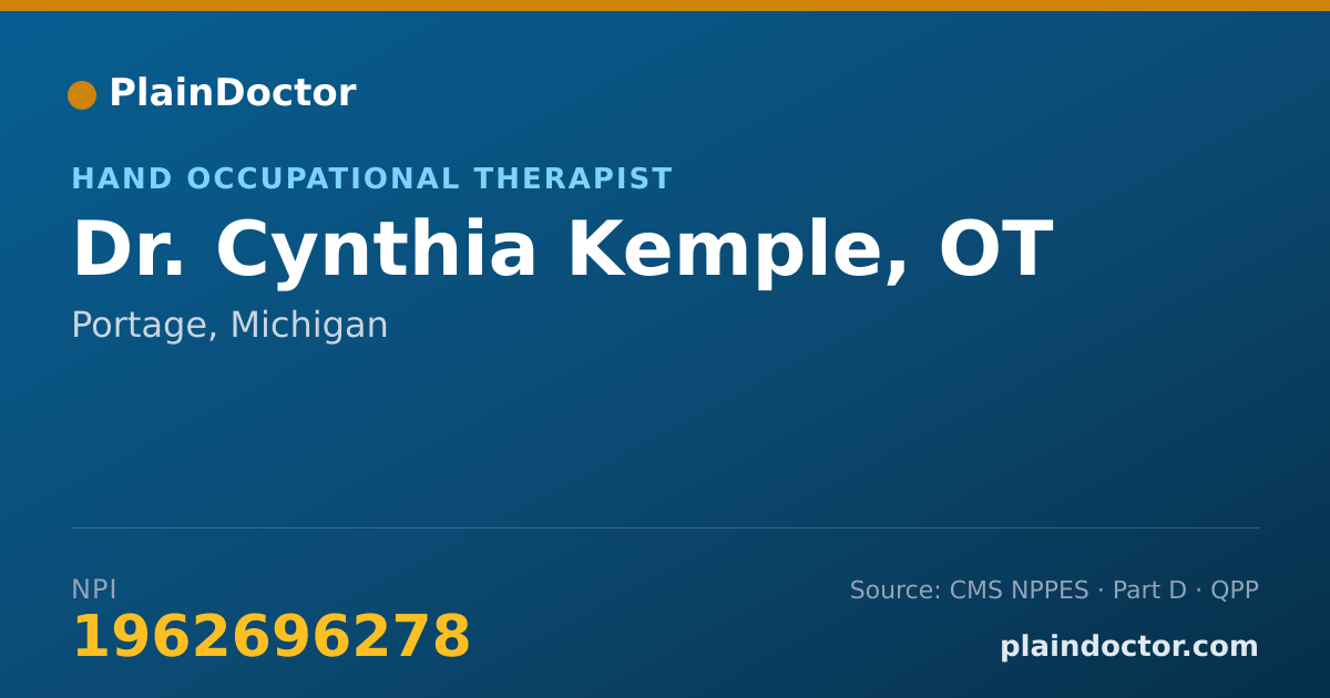Shareable card for Cynthia Kemple, OT - Hand Occupational Therapist, Portage, MI