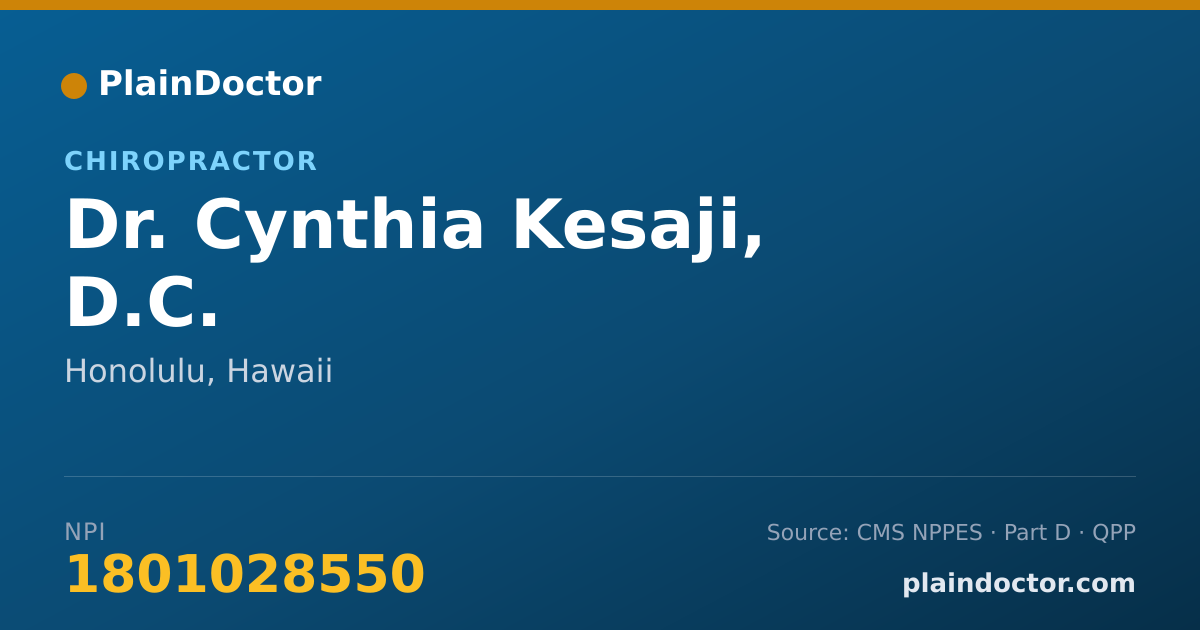 Shareable card for Cynthia Kesaji, D.C. - Chiropractor, Honolulu, HI