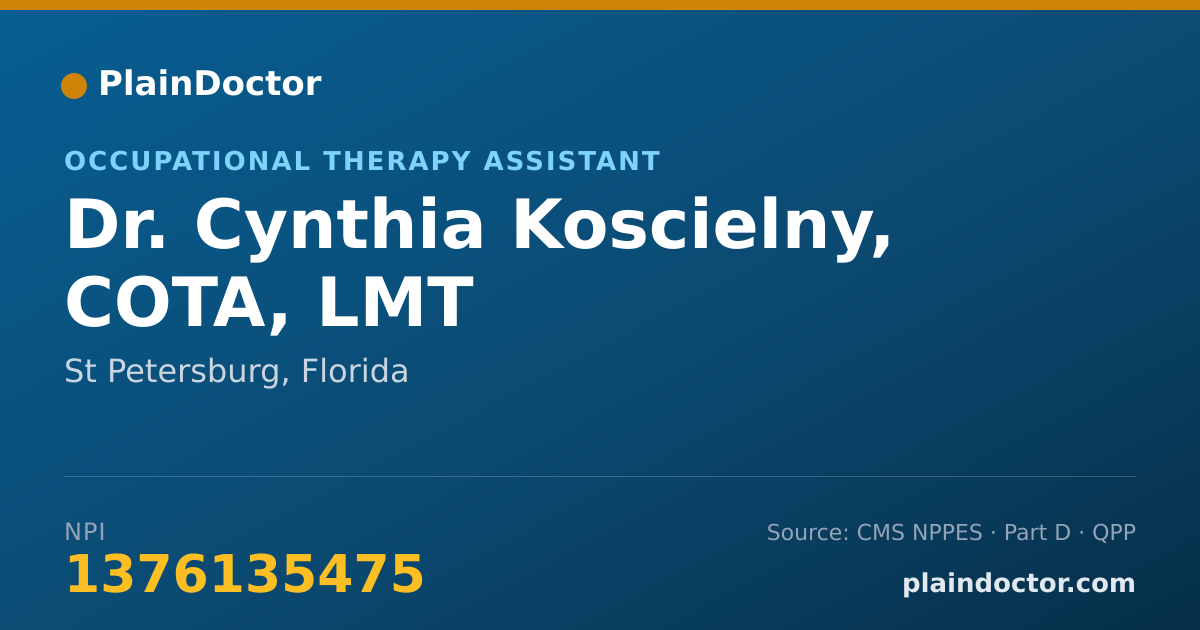 Shareable card for Cynthia Koscielny, COTA, LMT - Occupational Therapy Assistant, St Petersburg, FL