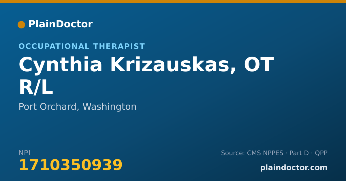 Shareable card for Cynthia Krizauskas, OT R/L - Occupational Therapist, Port Orchard, WA
