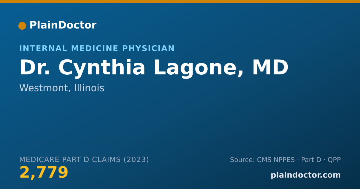 Shareable card for Cynthia Lagone, MD - Internal Medicine Physician, Westmont, IL