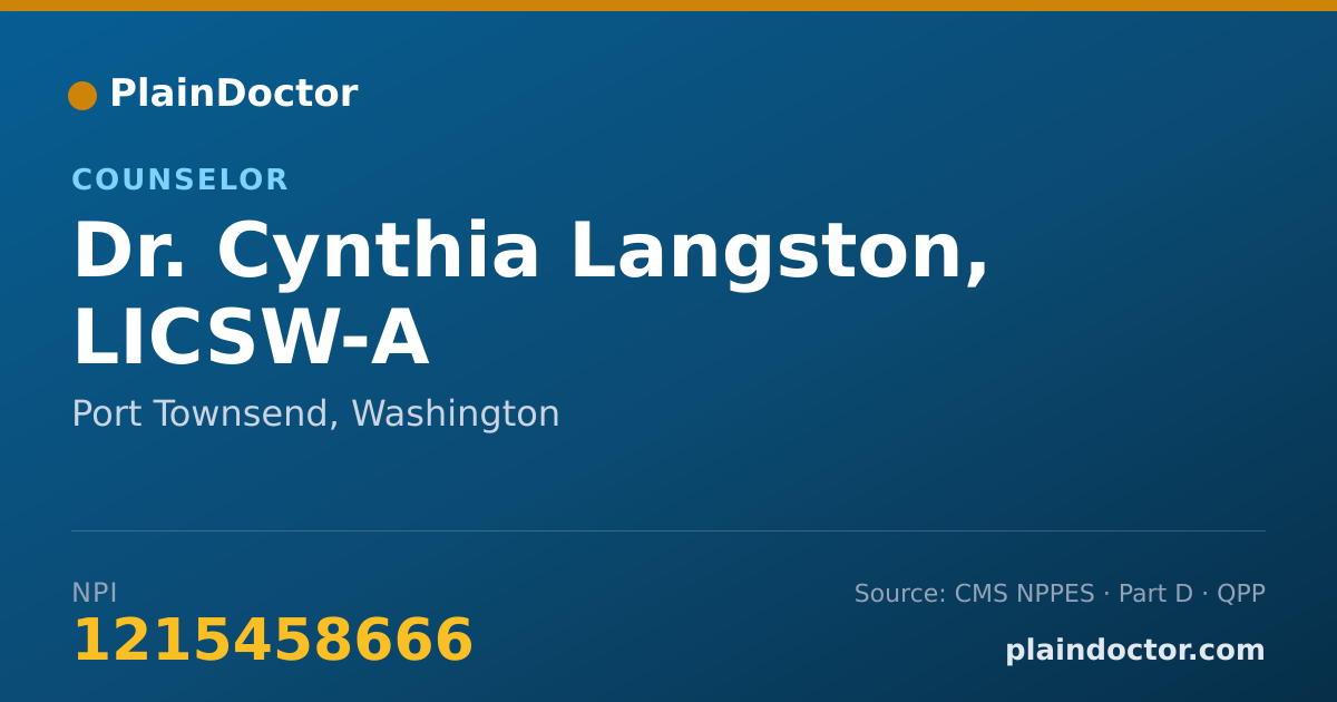 Shareable card for Cynthia Langston, LICSW-A - Counselor, Port Townsend, WA