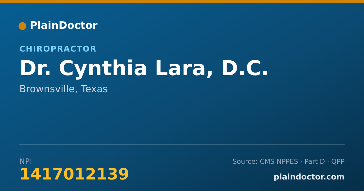 Shareable card for Cynthia Lara, D.C. - Chiropractor, Brownsville, TX