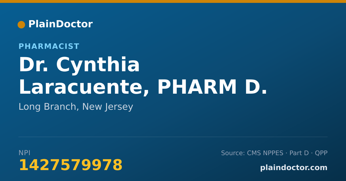 Shareable card for Cynthia Laracuente, PHARM D. - Pharmacist, Long Branch, NJ