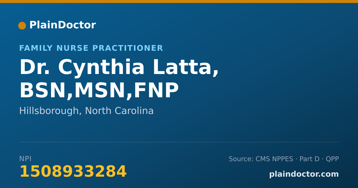 Shareable card for Cynthia Latta, BSN,MSN,FNP - Family Nurse Practitioner, Hillsborough, NC