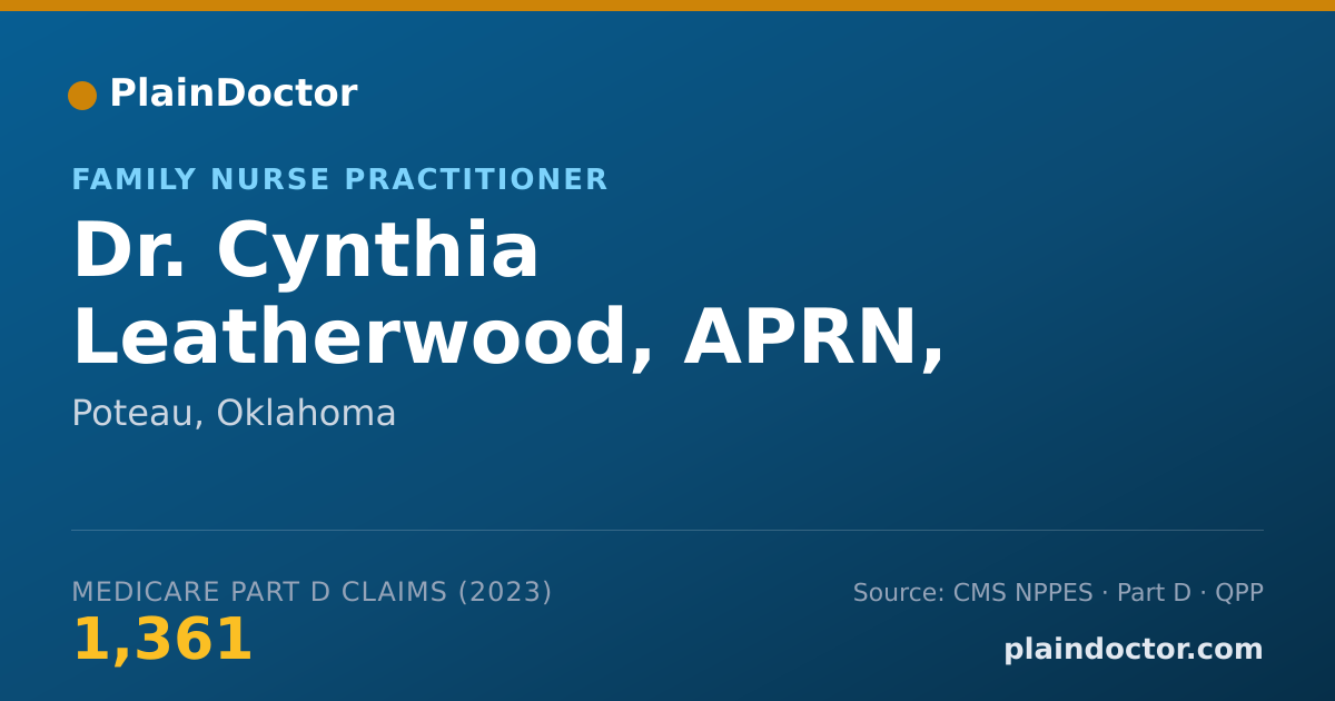 Shareable card for Cynthia Leatherwood, APRN, FNP-BC - Family Nurse Practitioner, Poteau, OK
