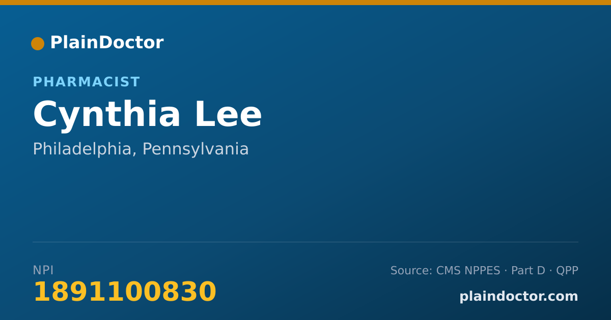 Shareable card for Cynthia Lee - Pharmacist, Philadelphia, PA