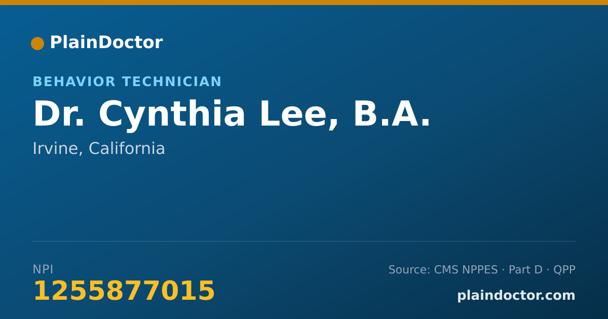 Shareable card for Cynthia Lee, B.A. - Behavior Technician, Irvine, CA