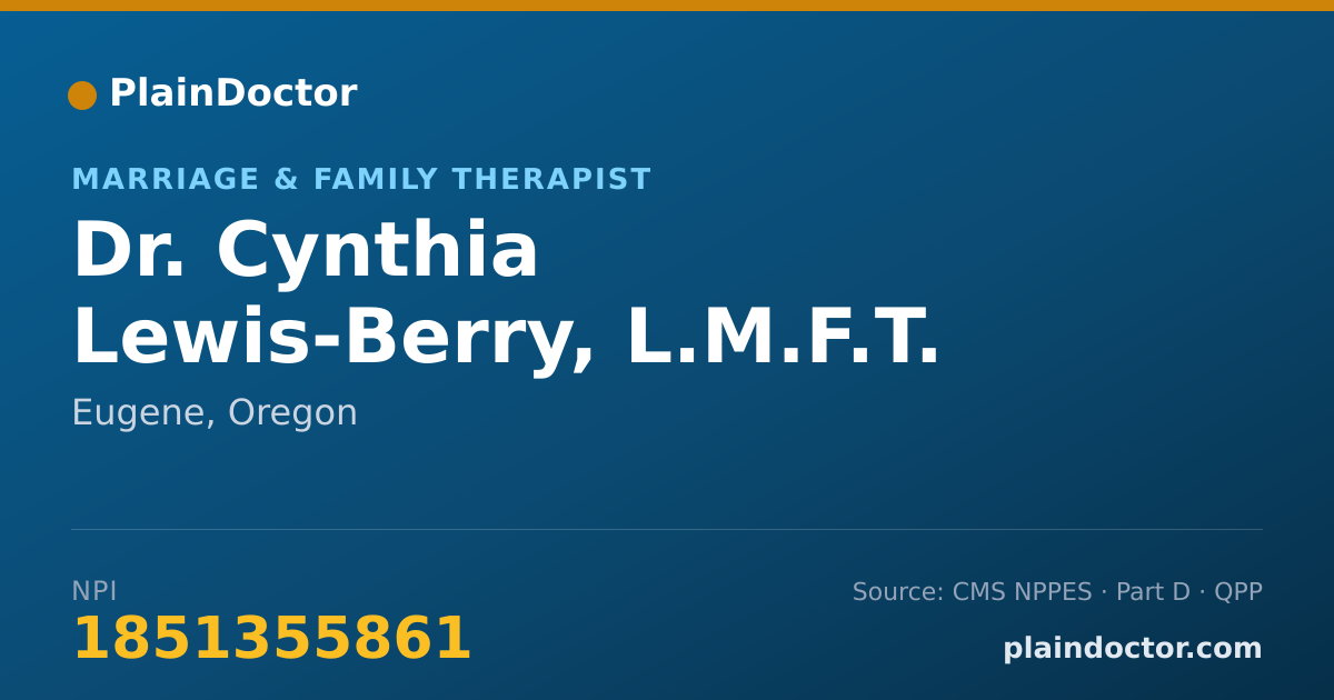 Shareable card for Cynthia Lewis-Berry, L.M.F.T. - Marriage & Family Therapist, Eugene, OR