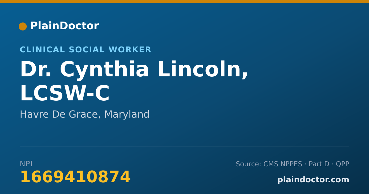 Shareable card for Cynthia Lincoln, LCSW-C - Clinical Social Worker, Havre De Grace, MD