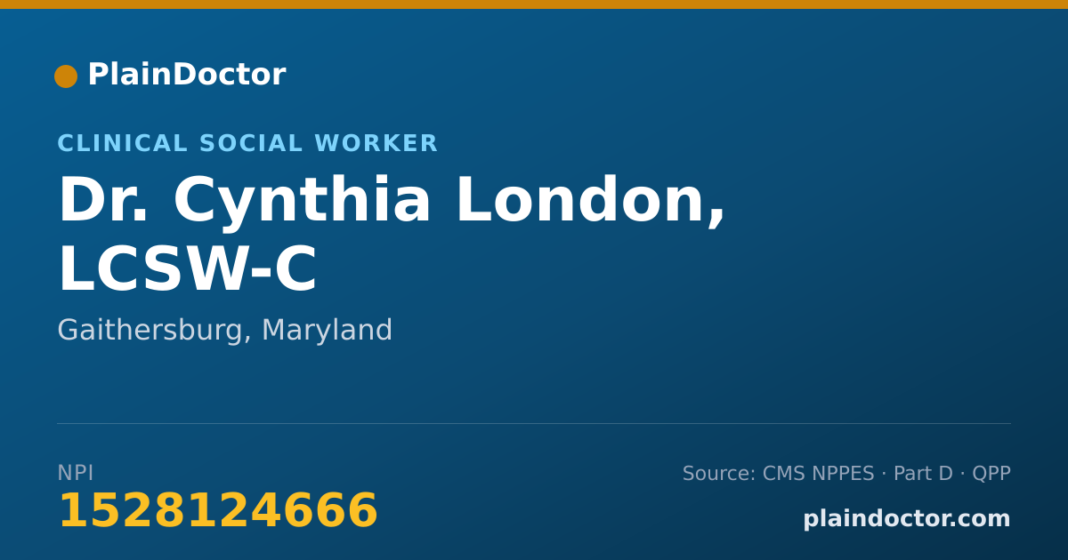 Shareable card for Cynthia London, LCSW-C - Clinical Social Worker, Gaithersburg, MD