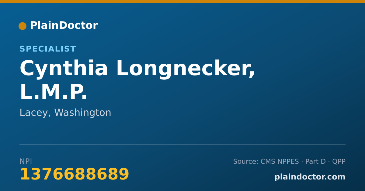 Shareable card for Cynthia Longnecker, L.M.P. - Specialist, Lacey, WA