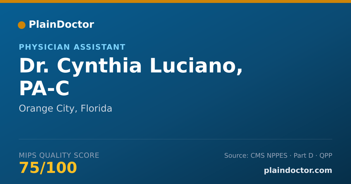 Shareable card for Cynthia Luciano, PA-C - Physician Assistant, Orange City, FL