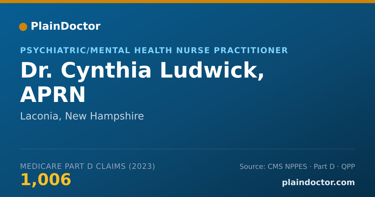 Shareable card for Cynthia Ludwick, APRN - Psychiatric/Mental Health Nurse Practitioner, Laconia, NH
