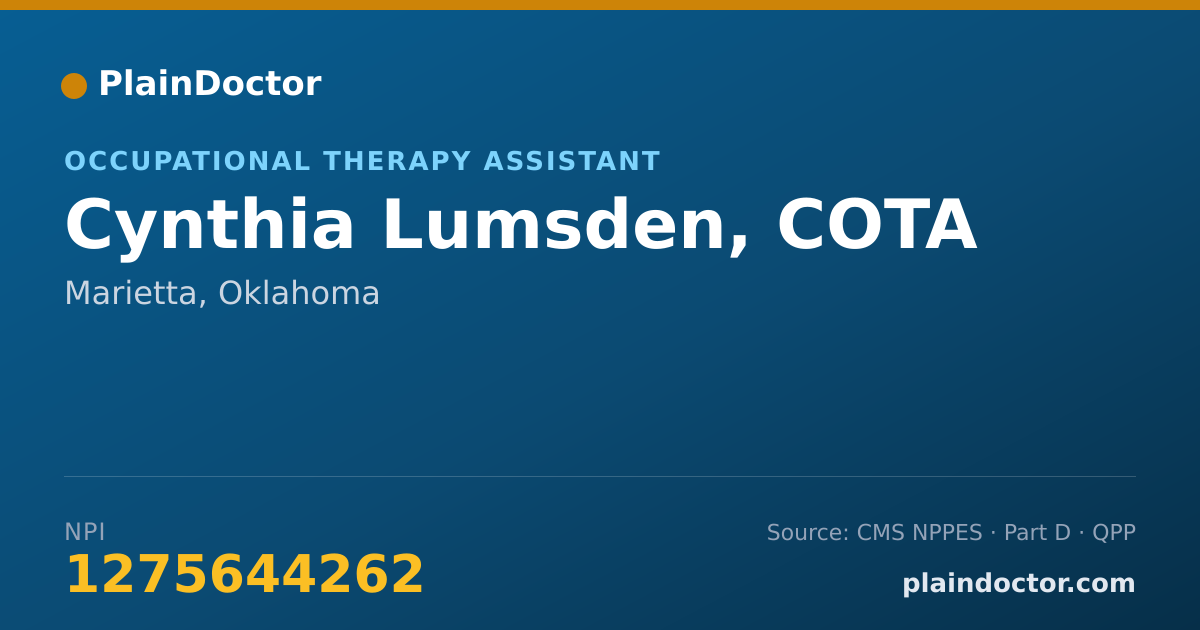 Shareable card for Cynthia Lumsden, COTA - Occupational Therapy Assistant, Marietta, OK