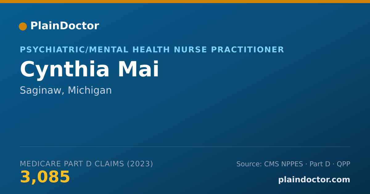 Shareable card for Cynthia Mai - Psychiatric/Mental Health Nurse Practitioner, Saginaw, MI