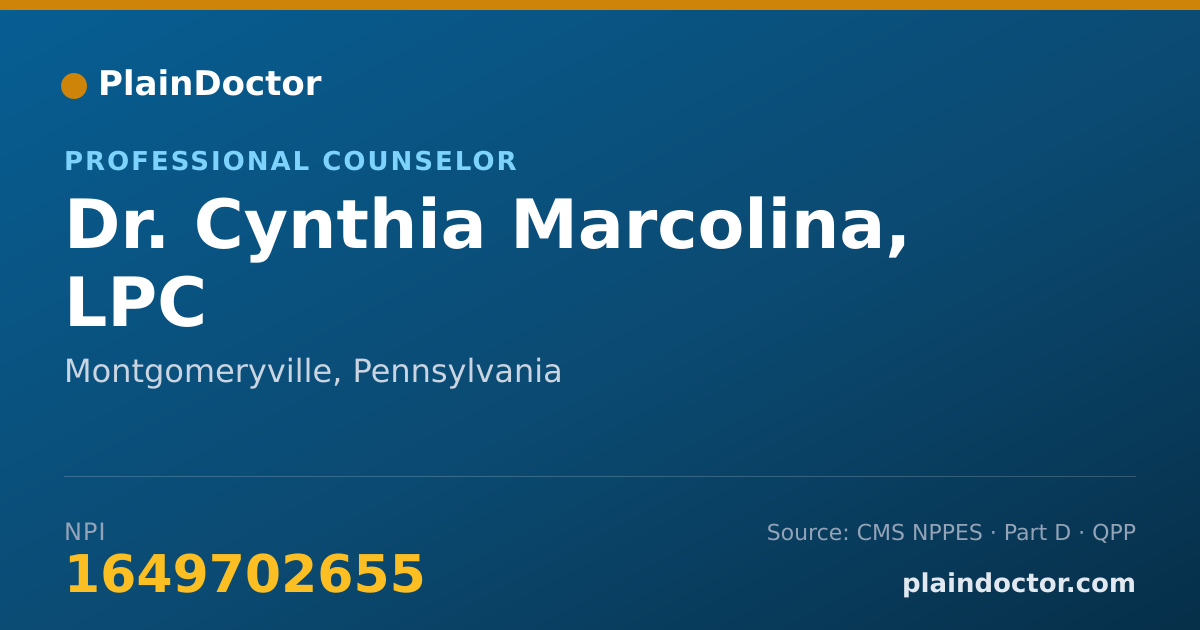 Shareable card for Cynthia Marcolina, LPC - Professional Counselor, Montgomeryville, PA