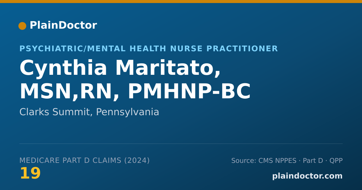Shareable card for Cynthia Maritato, MSN,RN, PMHNP-BC - Psychiatric/Mental Health Nurse Practitioner, Moosic, PA