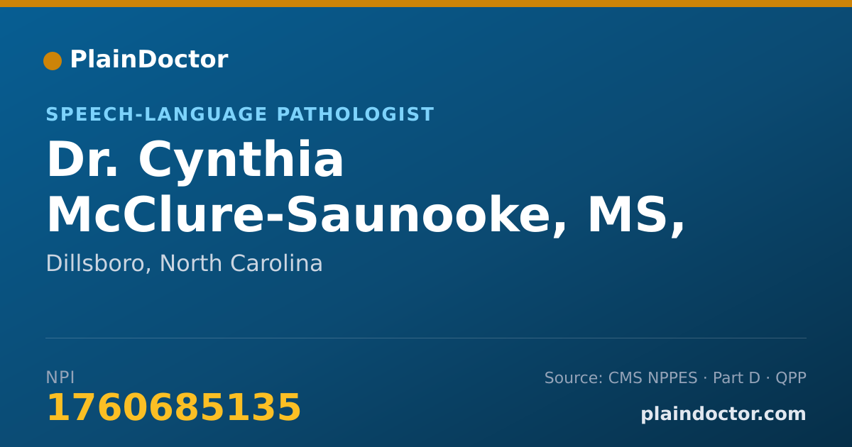 Shareable card for Cynthia McClure-Saunooke, MS, CCC-SLP - Speech-Language Pathologist, Dillsboro, NC