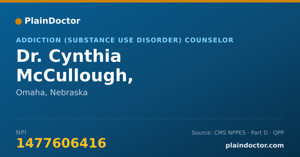 Shareable card for Cynthia McCullough, MHR,PLMHP,LADC - Addiction (Substance Use Disorder) Counselor, Omaha, NE