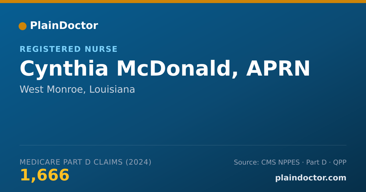 Shareable card for Cynthia McDonald, APRN - Registered Nurse, West Monroe, LA