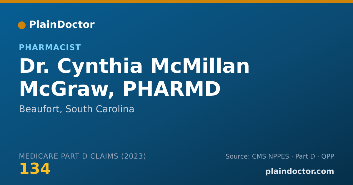 Shareable card for Cynthia McMillan McGraw, PHARMD - Pharmacist, Beaufort, SC