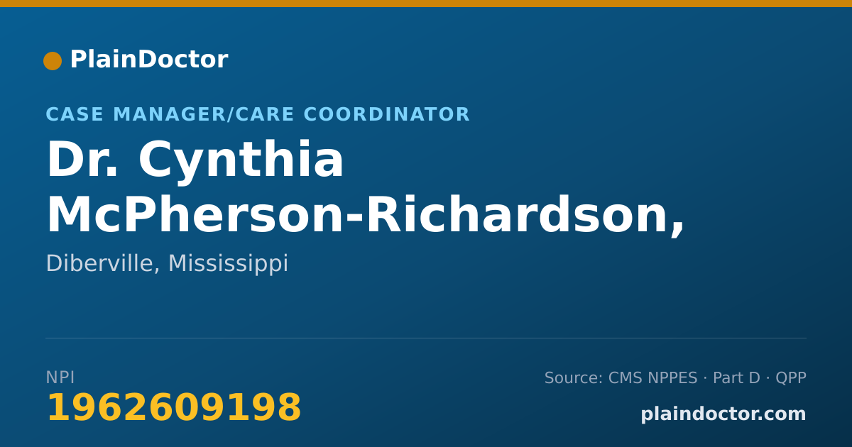 Shareable card for Cynthia McPherson-Richardson, LPC - Case Manager/Care Coordinator, Diberville, MS