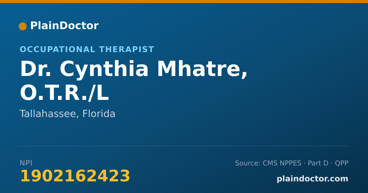Shareable card for Cynthia Mhatre, O.T.R./L - Occupational Therapist, Tallahassee, FL