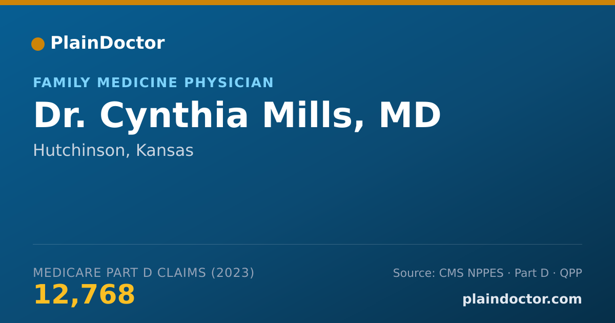 Shareable card for Cynthia Mills, MD - Family Medicine Physician, Hutchinson, KS