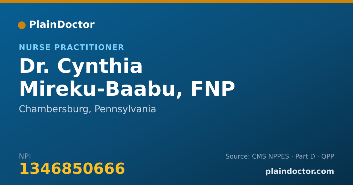 Shareable card for Cynthia Mireku-Baabu, FNP - Nurse Practitioner, Chambersburg, PA