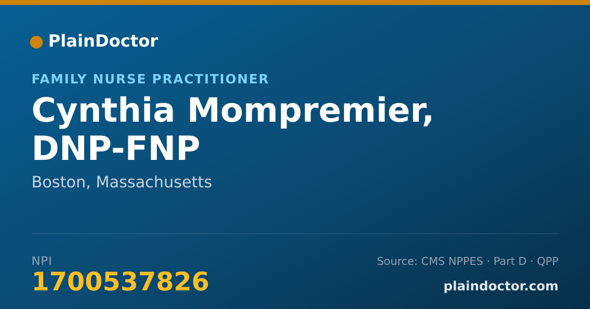 Shareable card for Cynthia Mompremier, DNP-FNP - Family Nurse Practitioner, Boston, MA