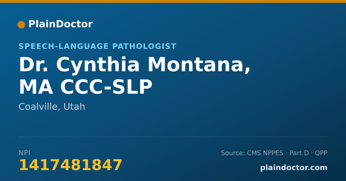 Shareable card for Cynthia Montana, MA CCC-SLP - Speech-Language Pathologist, Coalville, UT