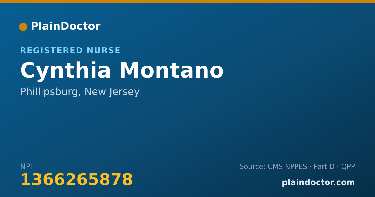 Shareable card for Cynthia Montano - Registered Nurse, Phillipsburg, NJ