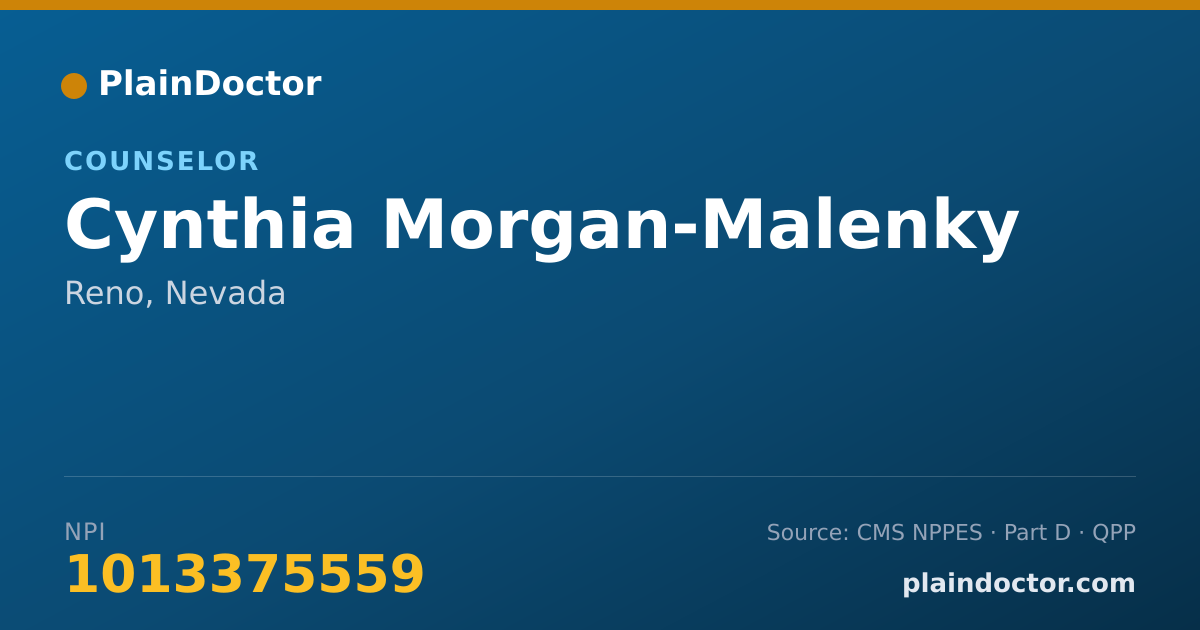 Shareable card for Cynthia Morgan-Malenky - Counselor, Reno, NV