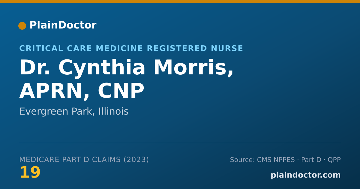 Shareable card for Cynthia Morris, APRN, CNP - Critical Care Medicine Registered Nurse, Evergreen Park, IL