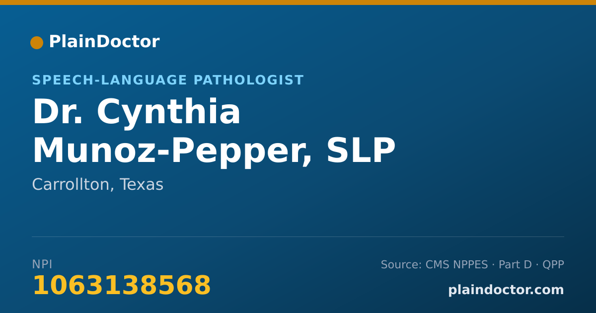 Shareable card for Cynthia Munoz-Pepper, SLP CCC-M.S. - Speech-Language Pathologist, Carrollton, TX