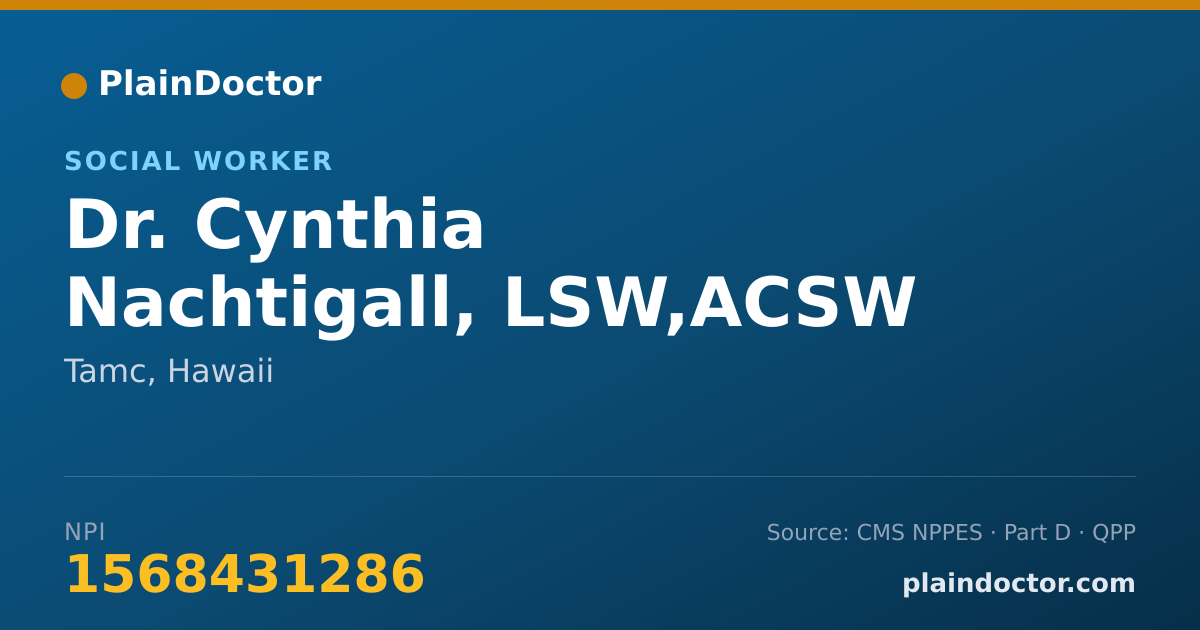Shareable card for Cynthia Nachtigall, LSW,ACSW - Social Worker, Tamc, HI